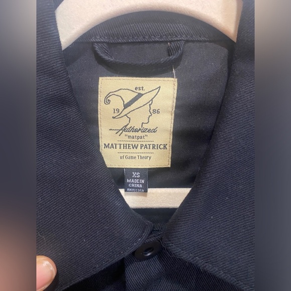 Theory Game Mat Pat Black Denim Trucker Jacket Video Game Wizard Sz XS - Picture 10 of 11